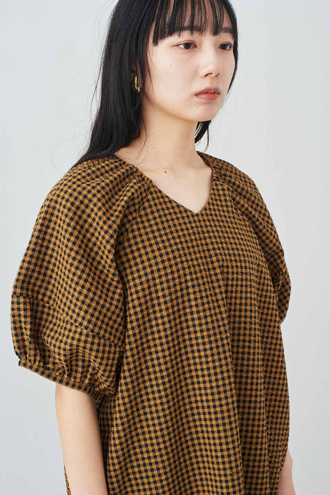 MEDE19F|MEDE19F　サッカー素材のギンガムワンピース