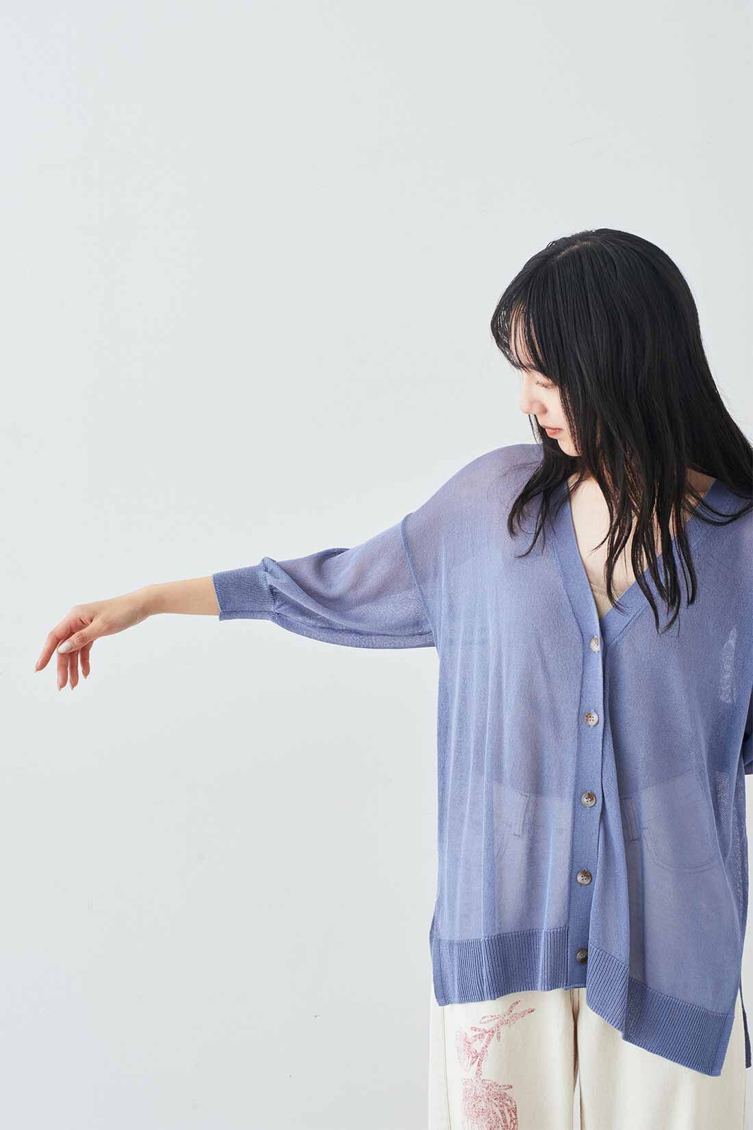 MEDE19F|MEDE19F　接触冷感素材のシアーニットカーディガン
