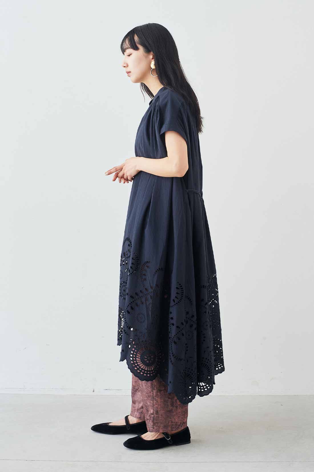 MEDE19F|MEDE19F　〈MADE IN INDIA COLLECTION〉シフリー刺しゅうワンピース|モデル身長：163cm　着用サイズ：2