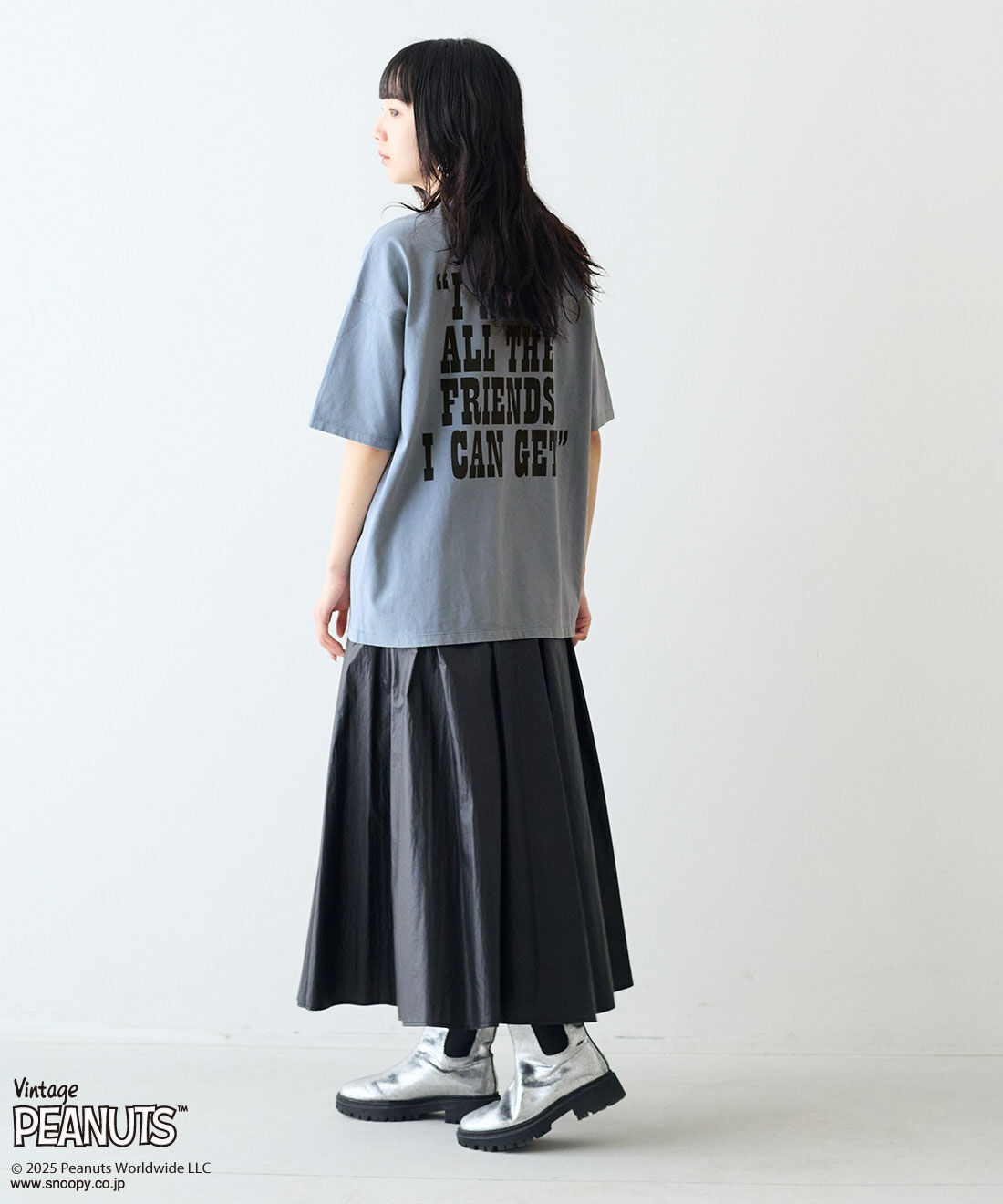 MEDE19F|MEDE19F PEANUTS 古着のようなプリントTシャツ|モデル身長：163cm　着用サイズ：M