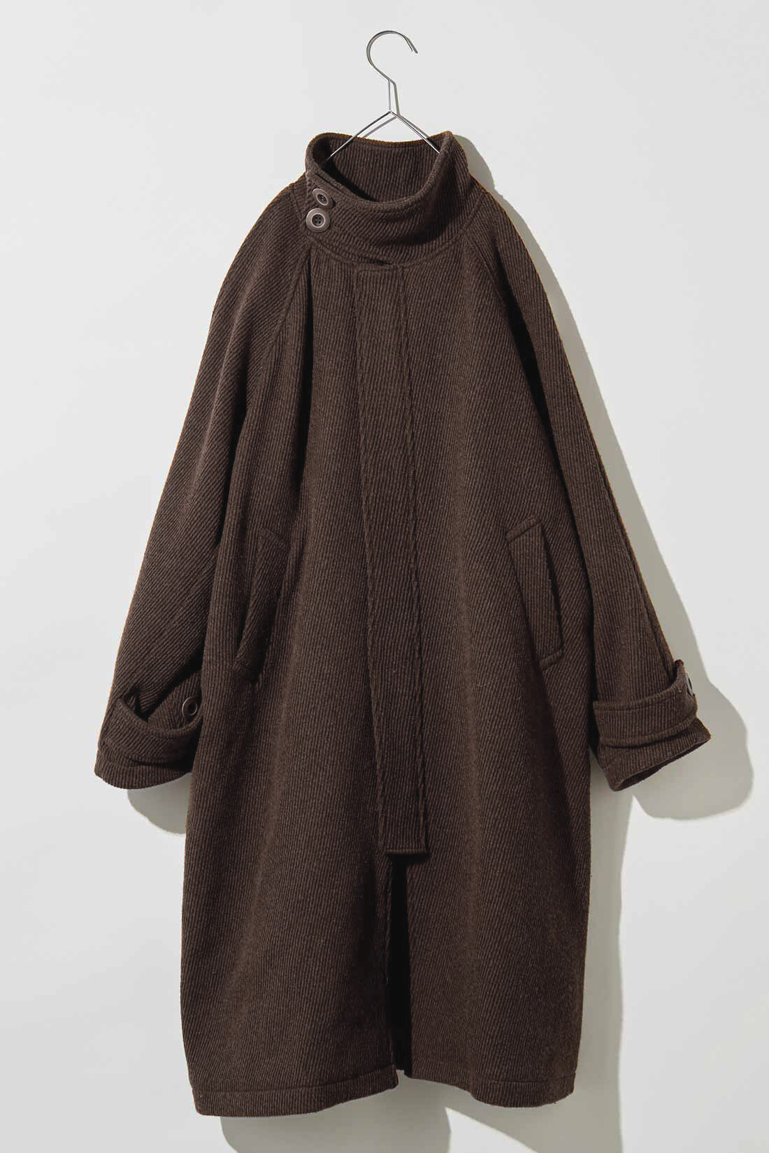 MEDE19F|MEDE19F ミックス調ウール混カルゼのハイネックコート〈ブラウン〉
