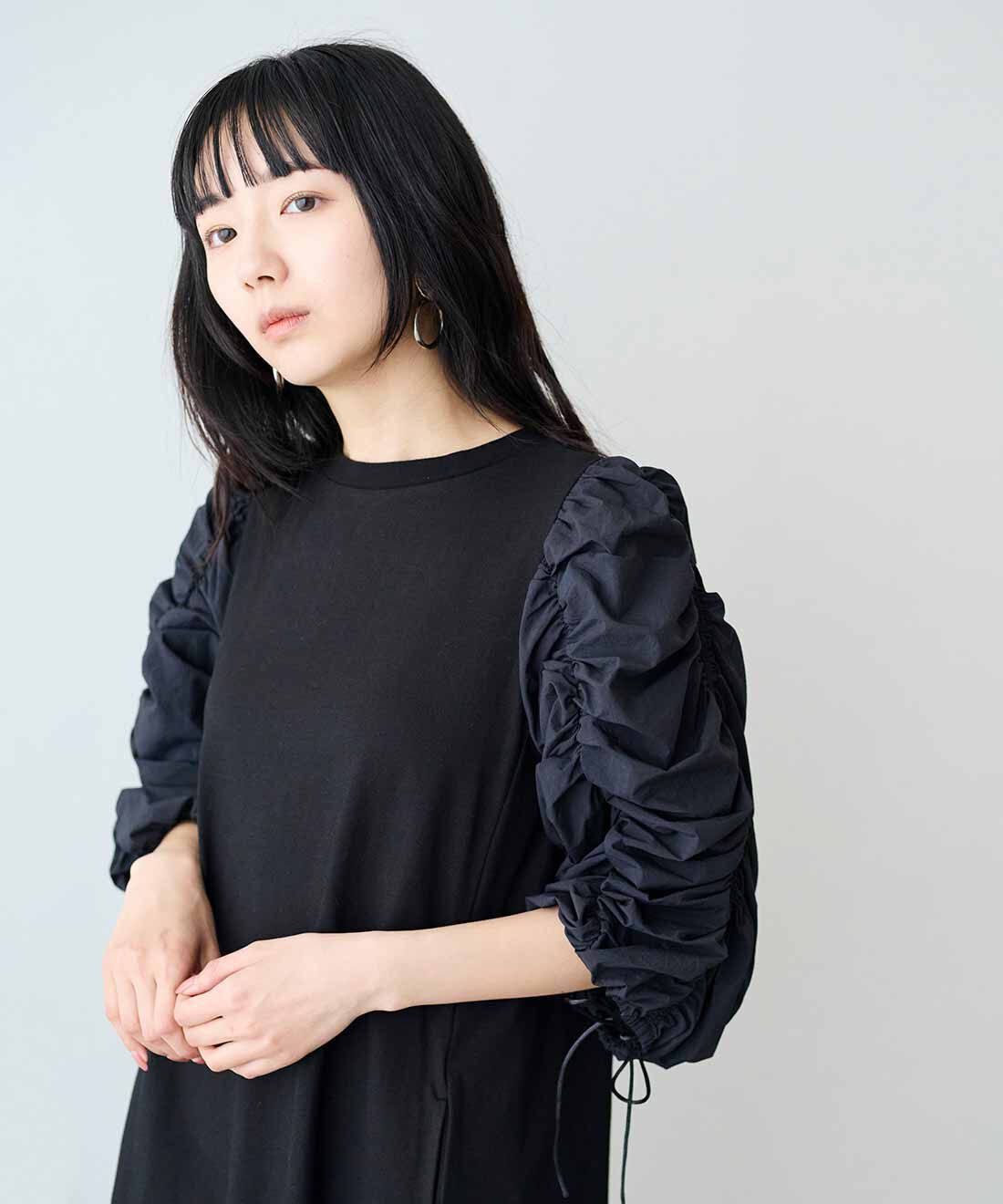 MEDE19F|MEDE19F　異素材スリーブワンピース