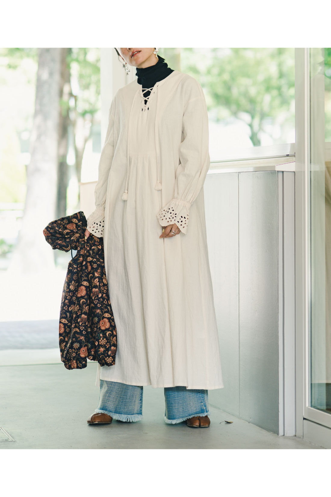 MEDE19F|MEDE19F　高山都さんコラボ レースアップカフタンワンピース〈アイボリー〉