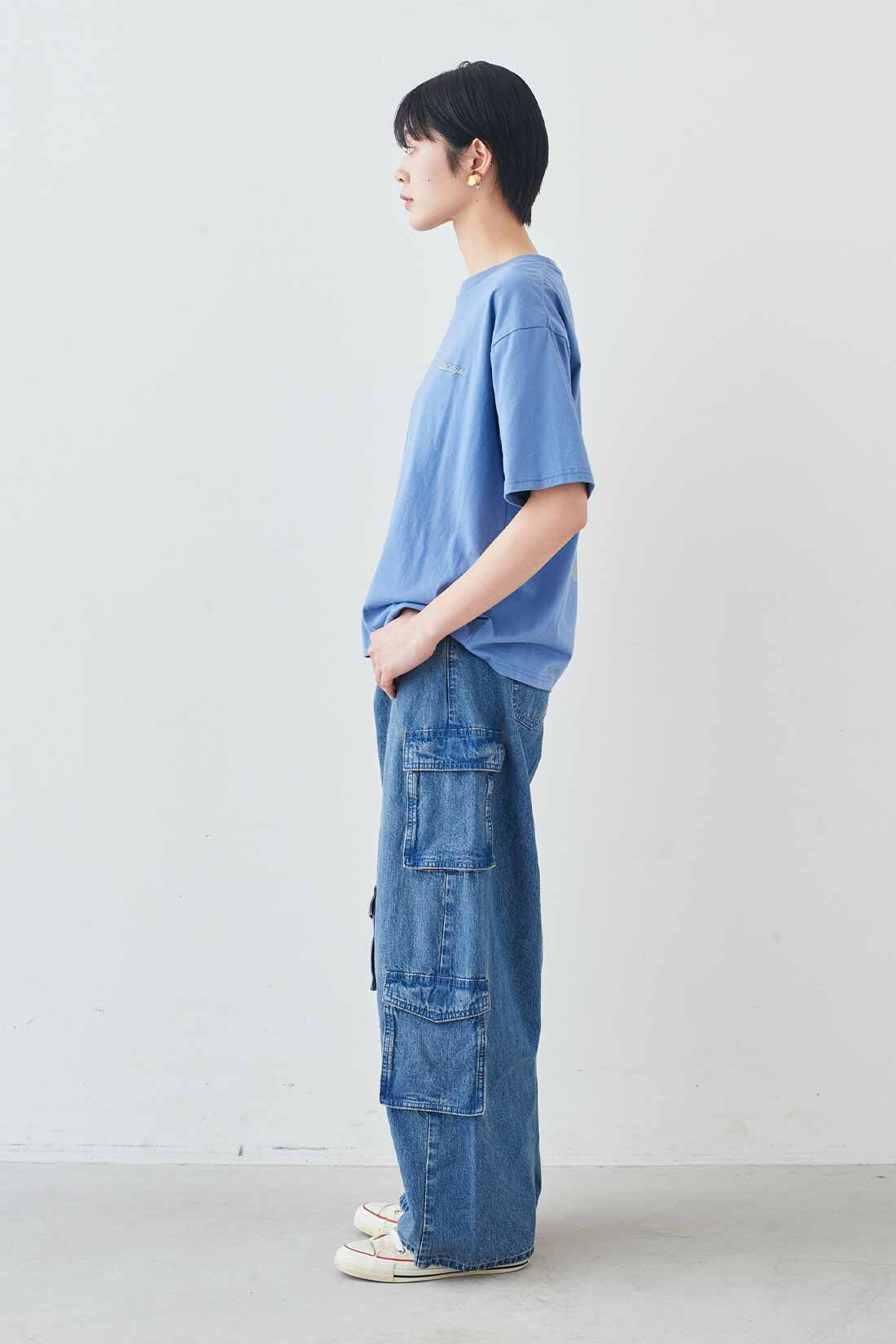 MEDE19F|VOLKSWAGEN for MEDE19F　洗いをかけたくったりTシャツ|モデル身長：163cm　着用サイズ：M