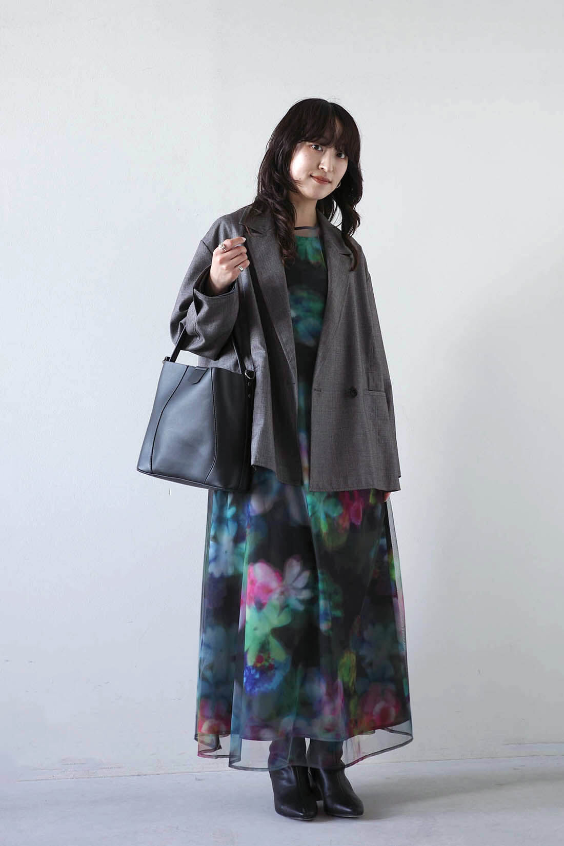 MEDE19F|MEDE19F　シャークスキンのリラックスダブルジャケット〈シルバーチャコールグレー〉