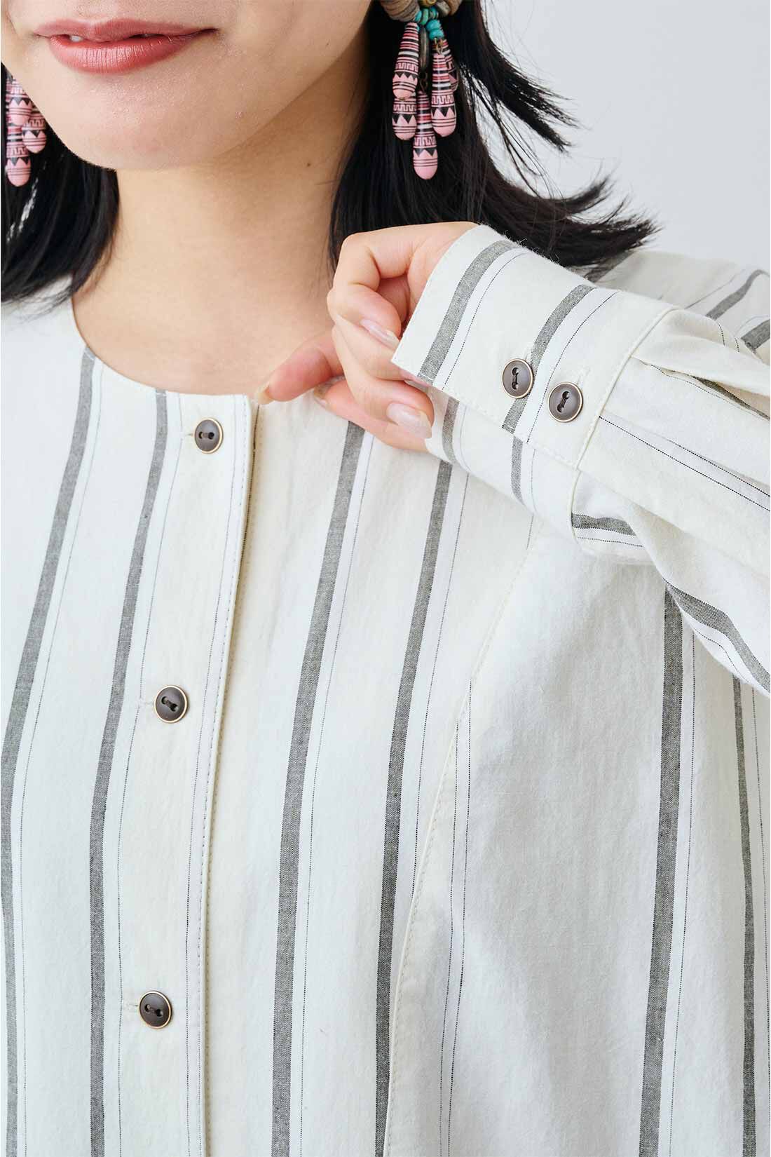 MEDE19F|MEDE19F　生地から仕込んだリネン混 ストライプのワンピース〈ナチュラル〉