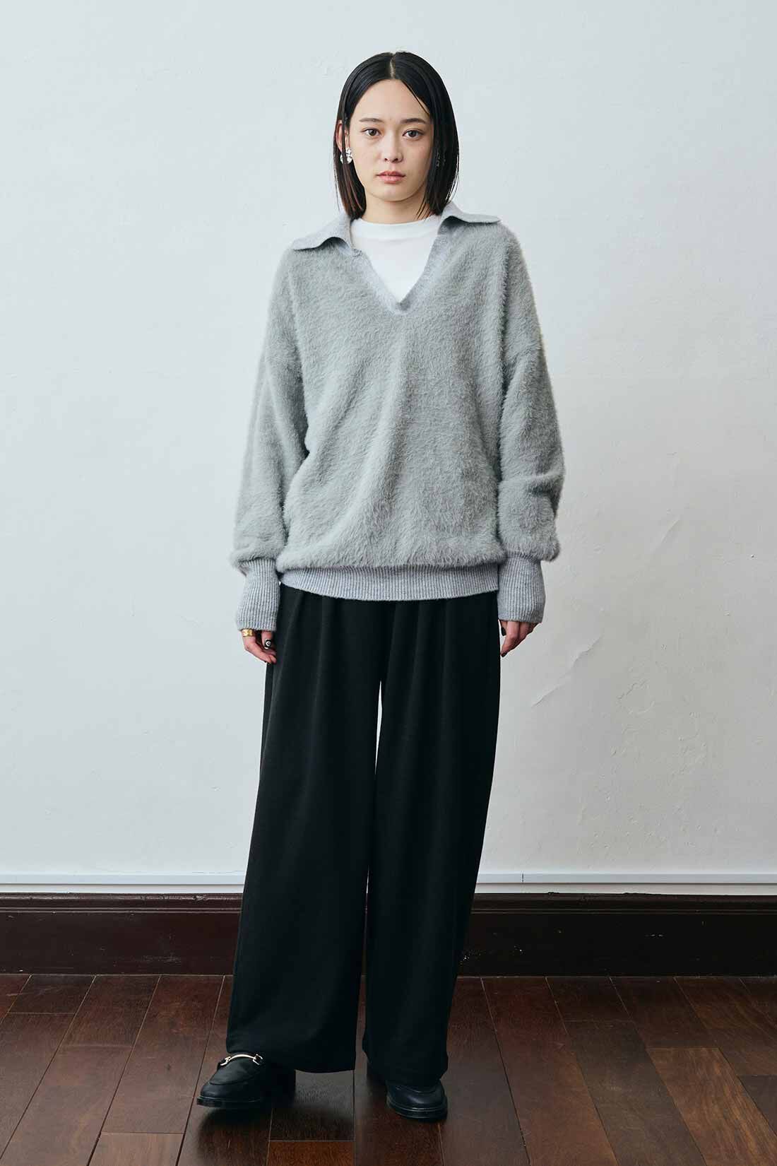 MEDE19F|MEDE19F ヘアリースキッパーニット|モデル身長：167cm　着用サイズ：M