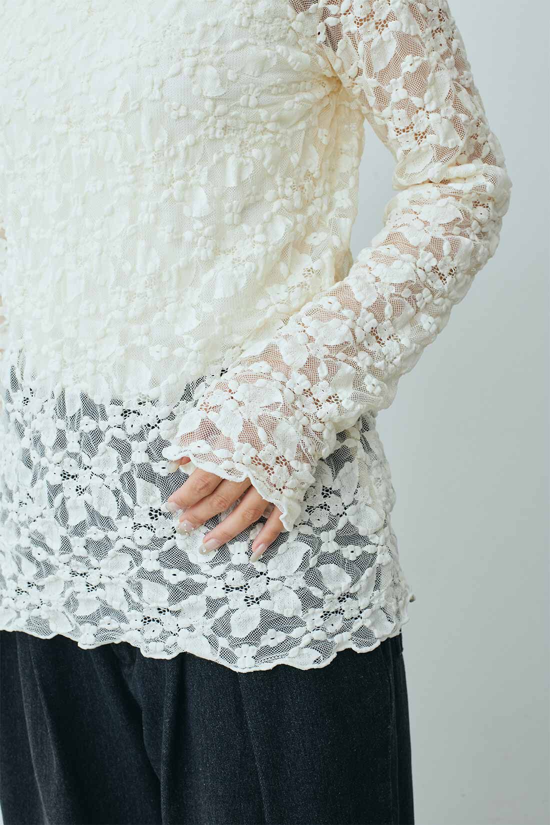 MEDE19F|MEDE19F　レースハイネックトップス