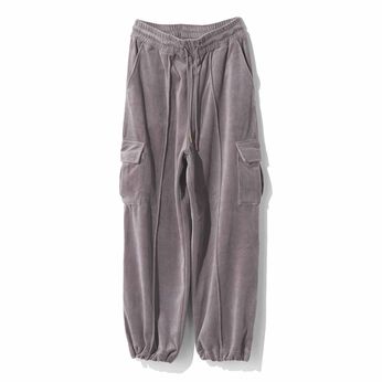 MEDE19F | ベロアタッチの起毛フリースカーゴパンツ〈グレージュ〉