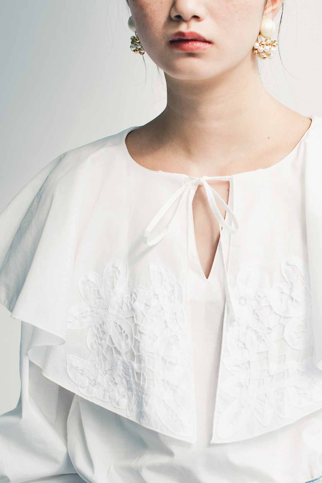 MEDE19F|MEDE19F　Boutique 888さんコラボ バテンレース遣いラッフル衿ブラウス〈オフホワイト〉