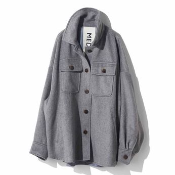 MEDE19F | 起毛素材のオーバーシャツジャケット〈グレー〉