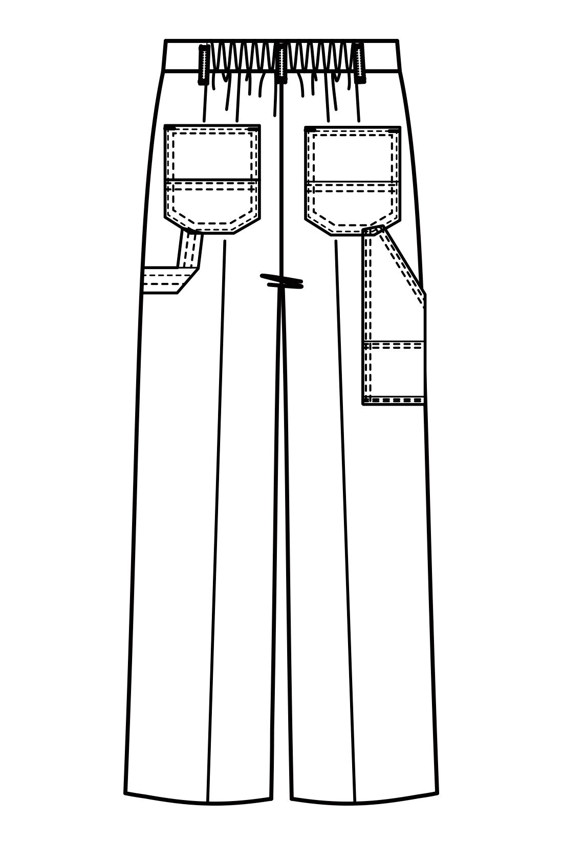MEDE19F|MEDE19F　ツイードライクなリラックスワイドスラックス〈ネイビーミックス〉|ハンマーループやツールポケットなど、ペインターパンツのディテールがアクセントに。