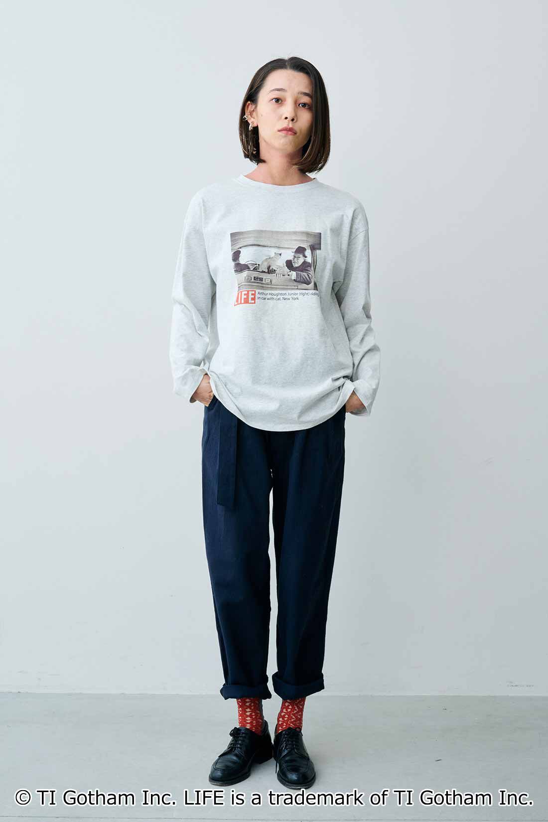 MEDE19F|【MEDE19F】グラフ誌LIFEフォトプリントロングTシャツの会|モデル身長：168cm　着用サイズ：M