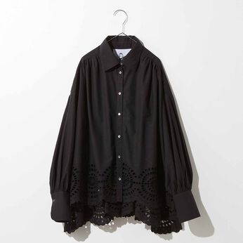 MEDE19F | 【MADE IN INDIA COLLECTION】シフリー刺しゅうコットンシャツ〈ブラック〉