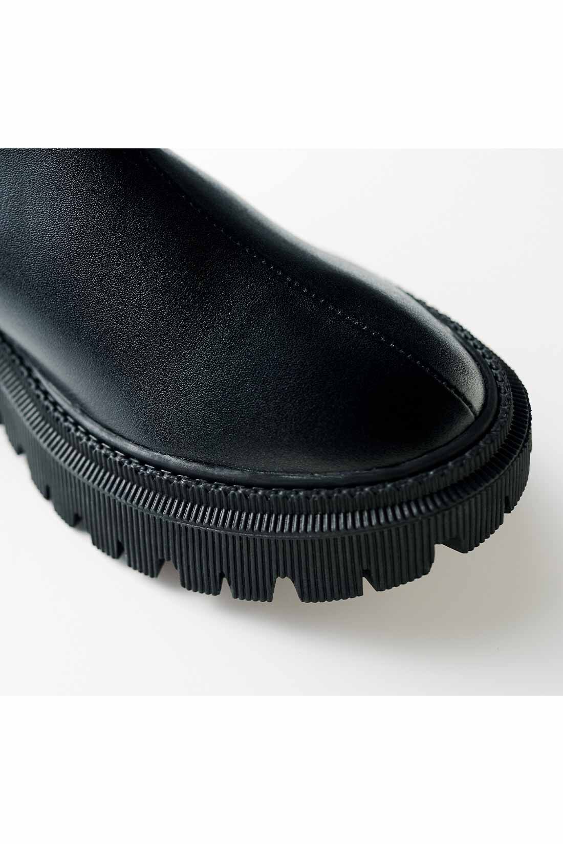 MEDE19F [メデ・ジュウキュウ]|MEDE19F　防水加工のフェイクレザートラックブーツ〈ブラック〉