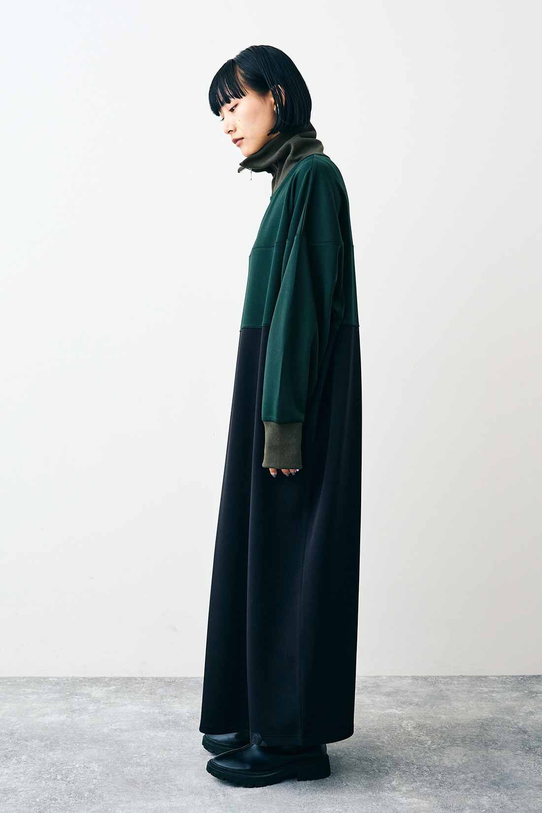 MEDE19F|MEDE19F リブハイネックのカットソーロングワンピース