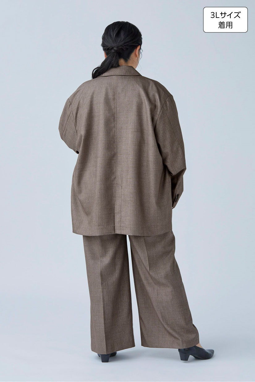 MEDE19F [メデ・ジュウキュウ]|MEDE19F　シャークスキンのリラックスダブルジャケット〈グレーベージュ〉|身長：160cm バスト：113cm ウエスト：90cm ヒップ：115cm 太ももまわり：63cm