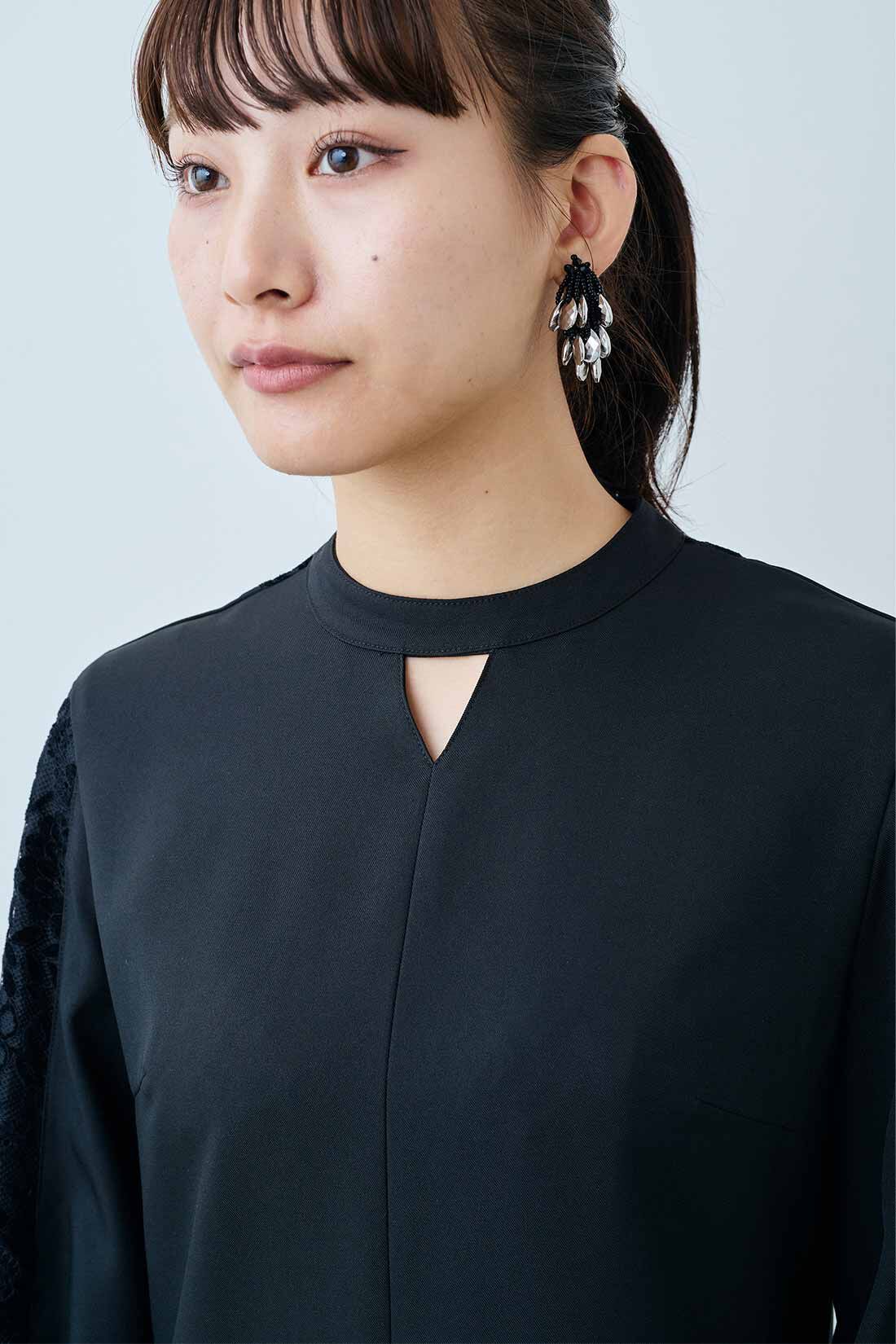 MEDE19F|MEDE19F　後ろ姿にこだわったベロアレース遣いワンピース〈ブラック〉