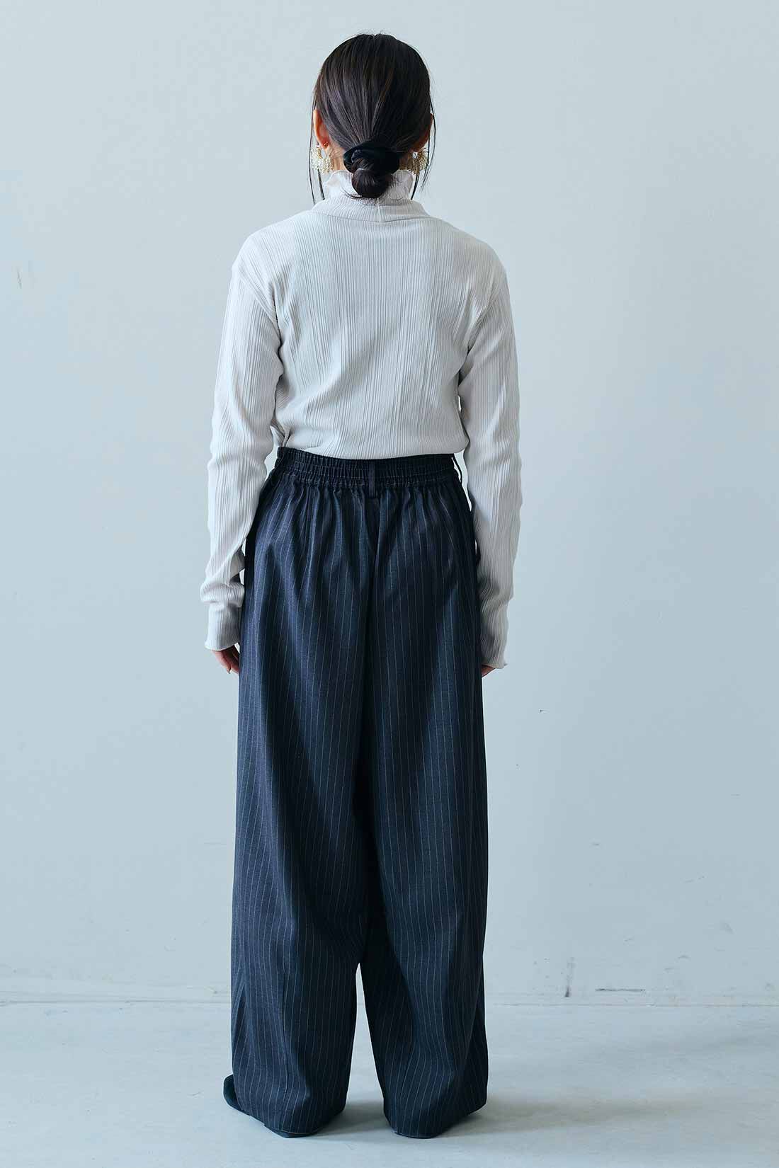 MEDE19F|MEDE19F　コットンリブハイネックトップスの会|モデル身長：158cm　着用サイズ：M