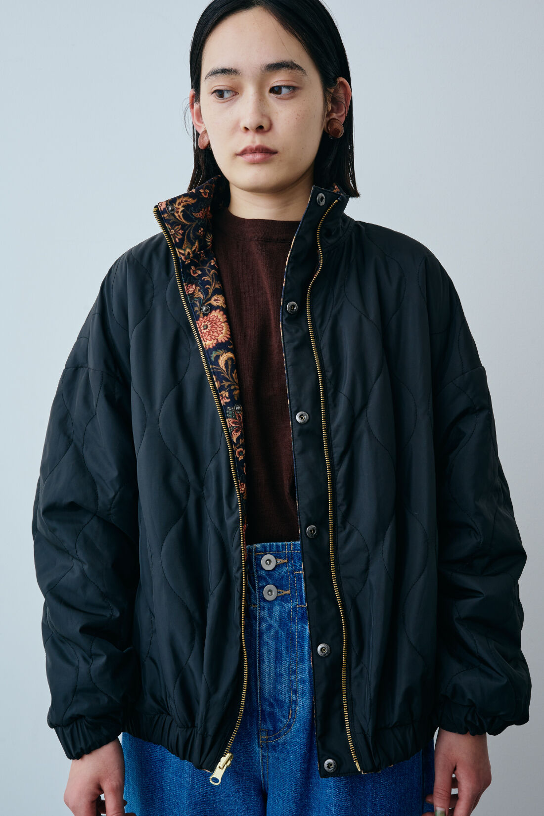 MEDE19F|MEDE19F　ミュルーズモダン〈「ミュルーズ染織美術館」アーカイブコレクション〉リバーシブル中わたブルゾン〈ブラック〉