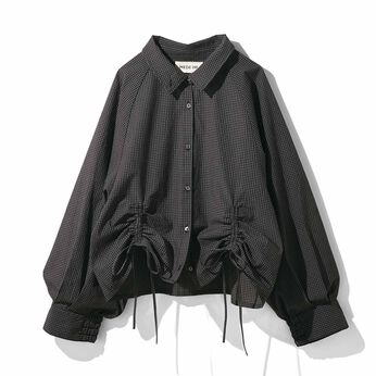 MEDE19F | MEDE19F　UV加工 サッカー素材 オーバーシャツ〈グレー×ブラック〉