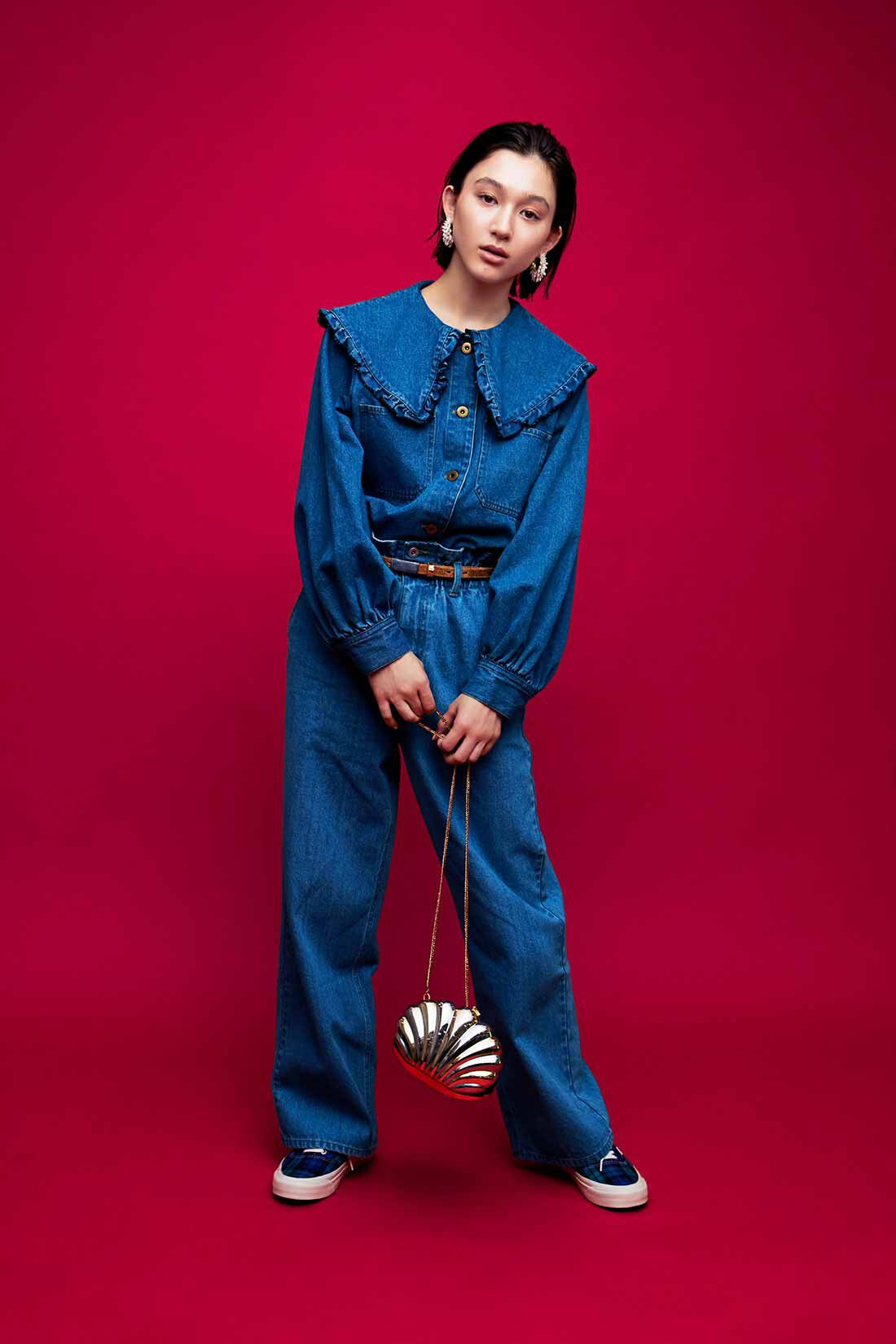 MEDE19F|MEDE19F　フリル衿デニムシャツジャケット〈ユーズドブルー〉