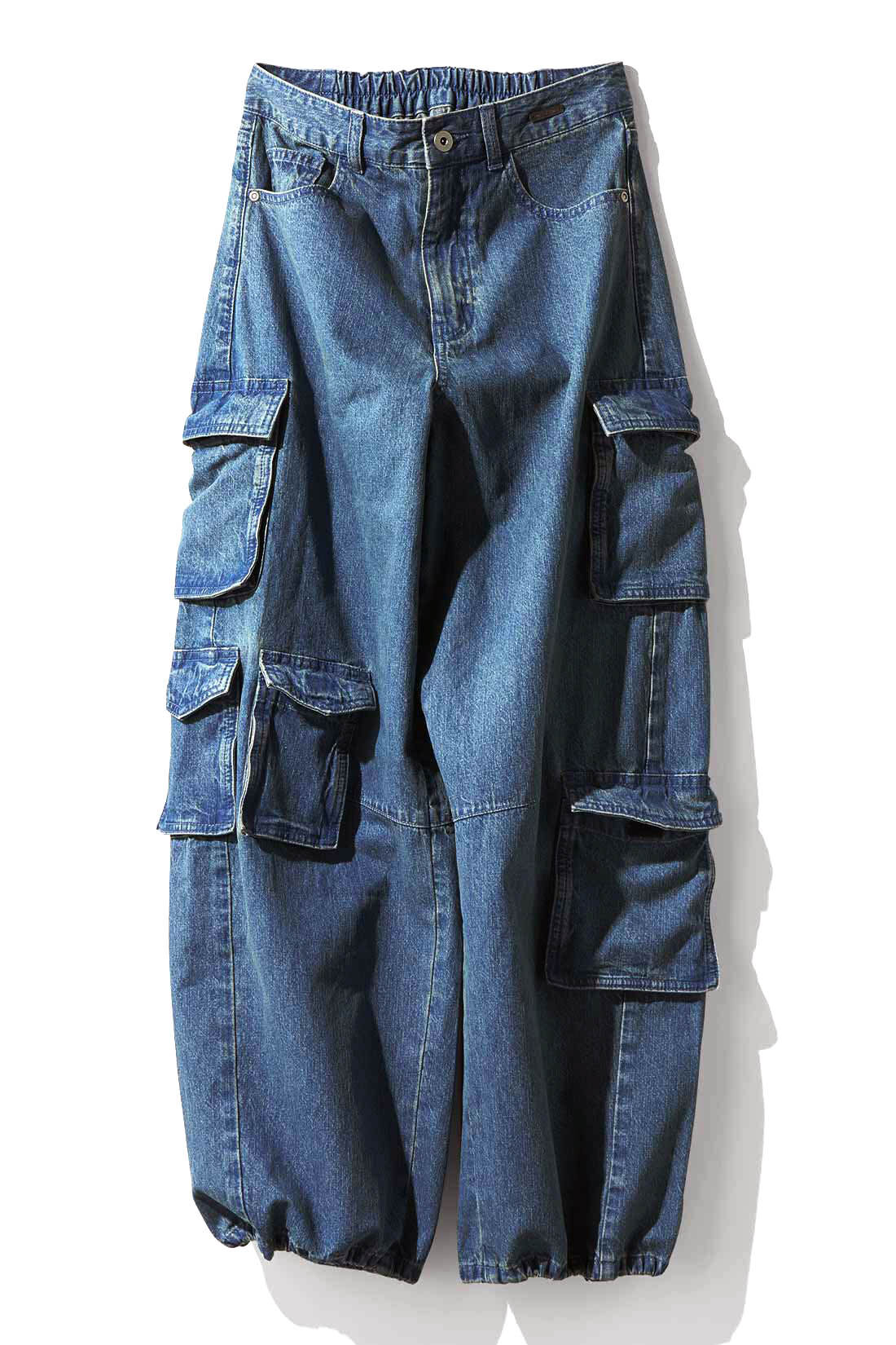 MEDE19F|MEDE19F　リネン混デニムのオーバーダイカーゴパンツ〈オーバーダイブルー〉
