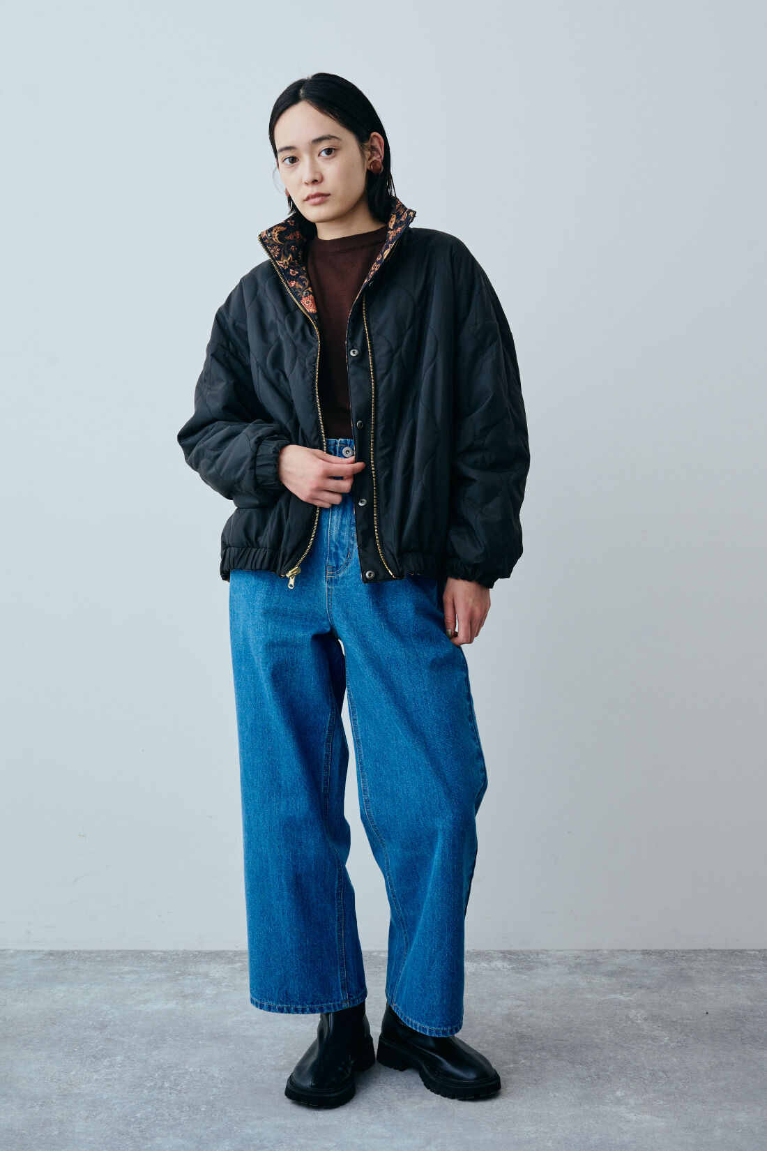 MEDE19F|MEDE19F　ミュルーズモダン〈「ミュルーズ染織美術館」アーカイブコレクション〉リバーシブル中わたブルゾン〈ブラック〉