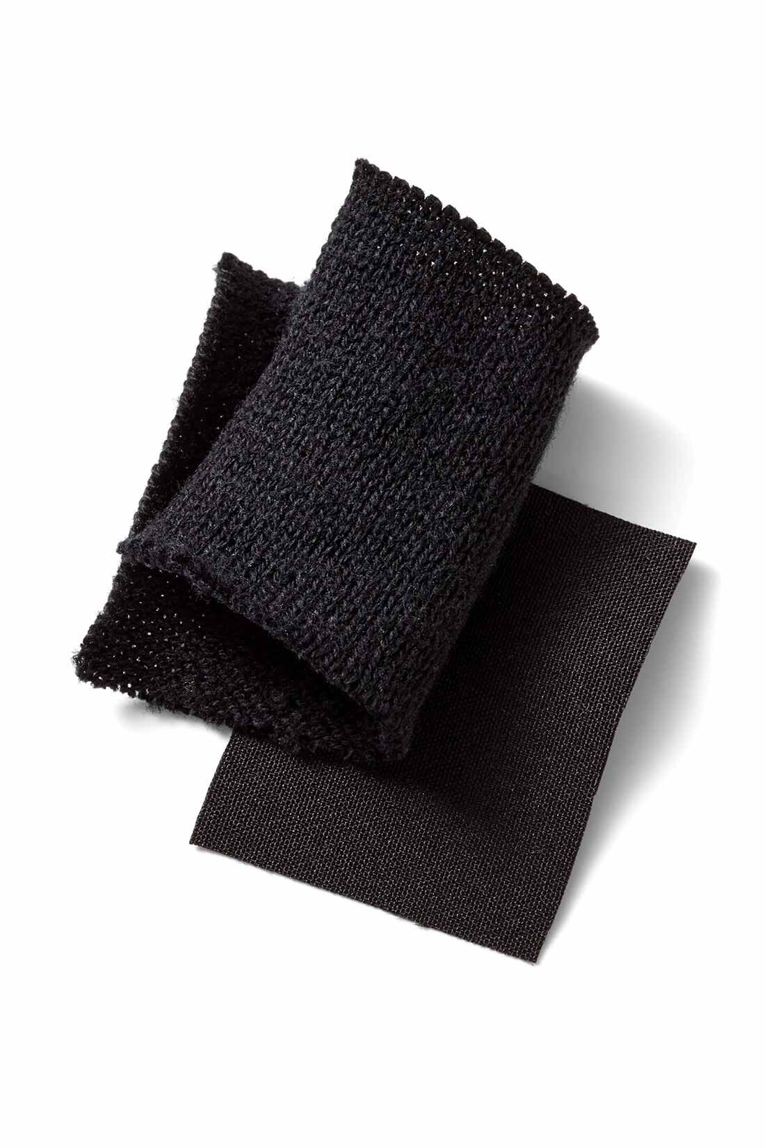 MEDE19F|MEDE19F 異素材ドッキング タートルネックワンピース〈ブラック〉|綿100％のハイゲージニットと、しなやかなポリエステル混布はく生地。