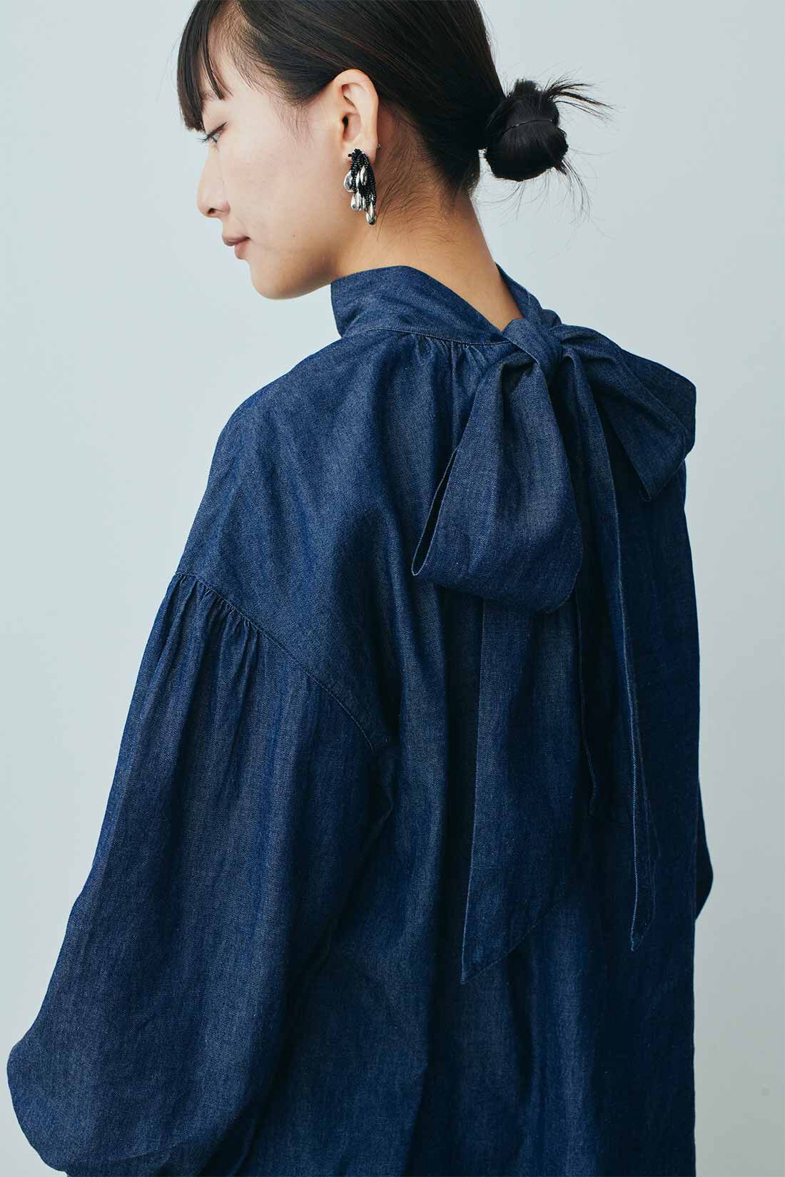 MEDE19F|MEDE19F　前後2ウェイデニムボウタイブラウス〈ブルー〉