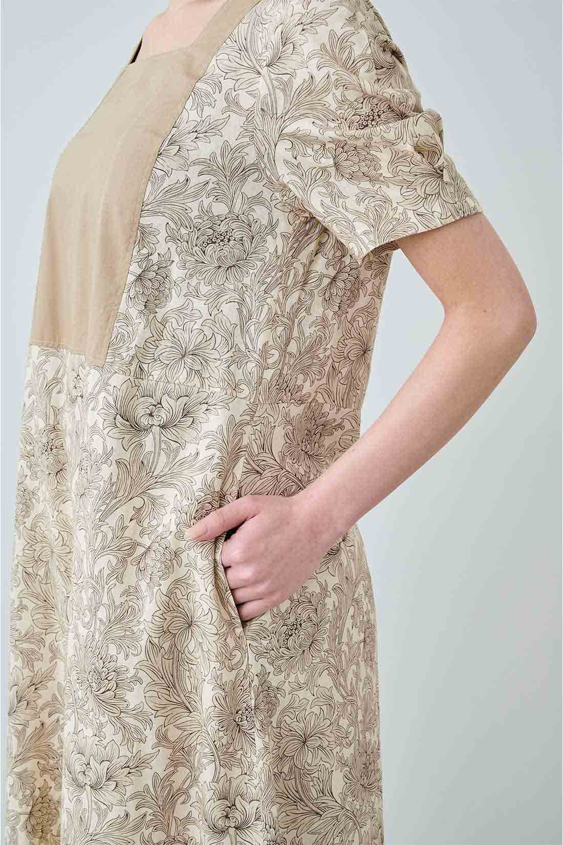 MEDE19F|MEDE19F　〈MORRIS Gallery〉リネン混プリントロングワンピース〈ベージュ〉