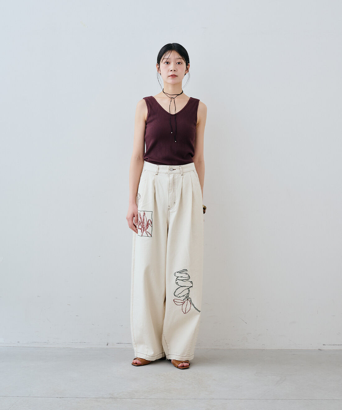 MEDE19F|ヴィンテージビーズロングチョーカーのコーディネート|163cm　size：M