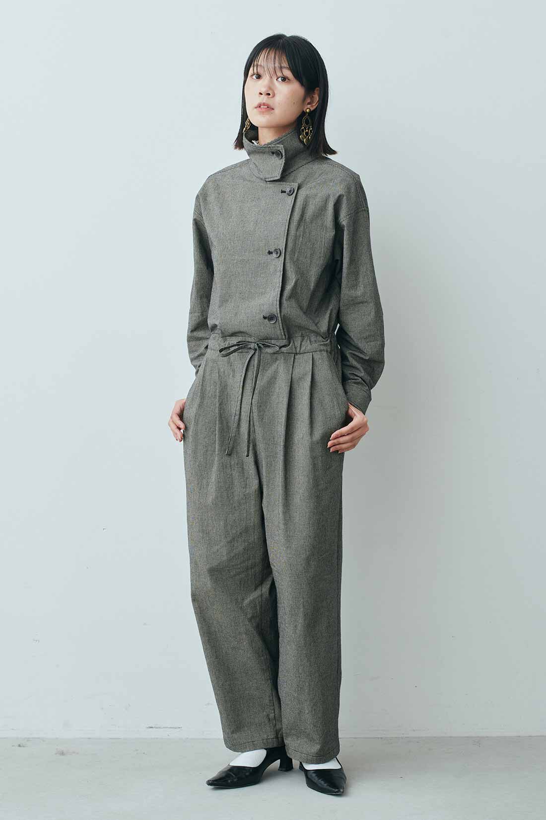 MEDE19F|MEDE19F　千鳥格子のオールインワン〈ブラック〉|モデル身長：163cm　着用サイズ：M