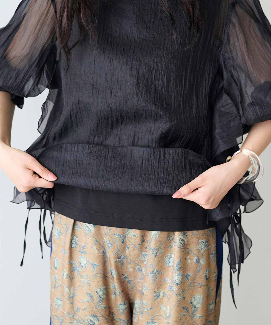 MEDE19F|MEDE19F たゆたうくらげのドッキングトップス|カットソーのインナートップス付きで、透けを気にせず着られます。