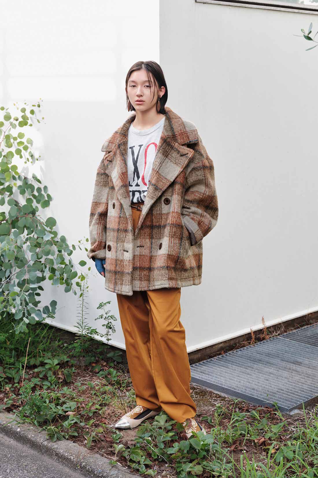 MEDE19F|MEDE19F シャギーチェックのオーバーサイズPコート〈ベージュ〉