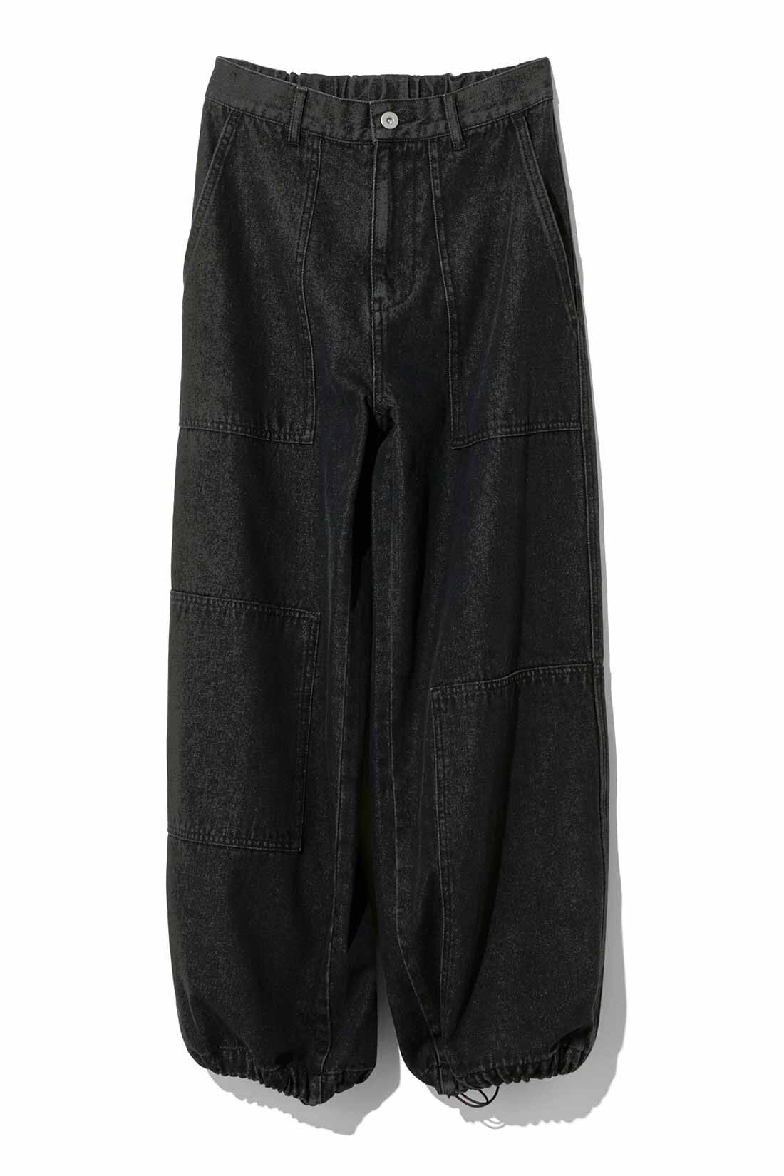 MEDE19F|MEDE19F アシメトリーパッチのミリタリーデニムパンツ|〈ブラック〉
