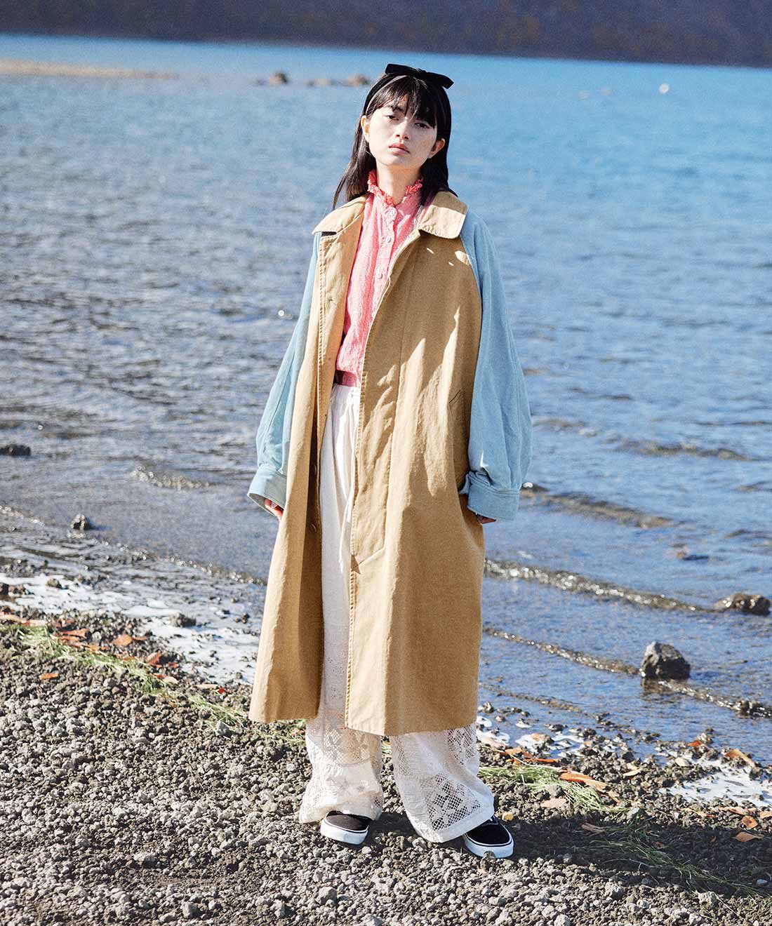 MEDE19F [メデ・ジュウキュウ]|刺繍遣いパッチワーク レースパンツ〈アイボリー〉のコーディネート