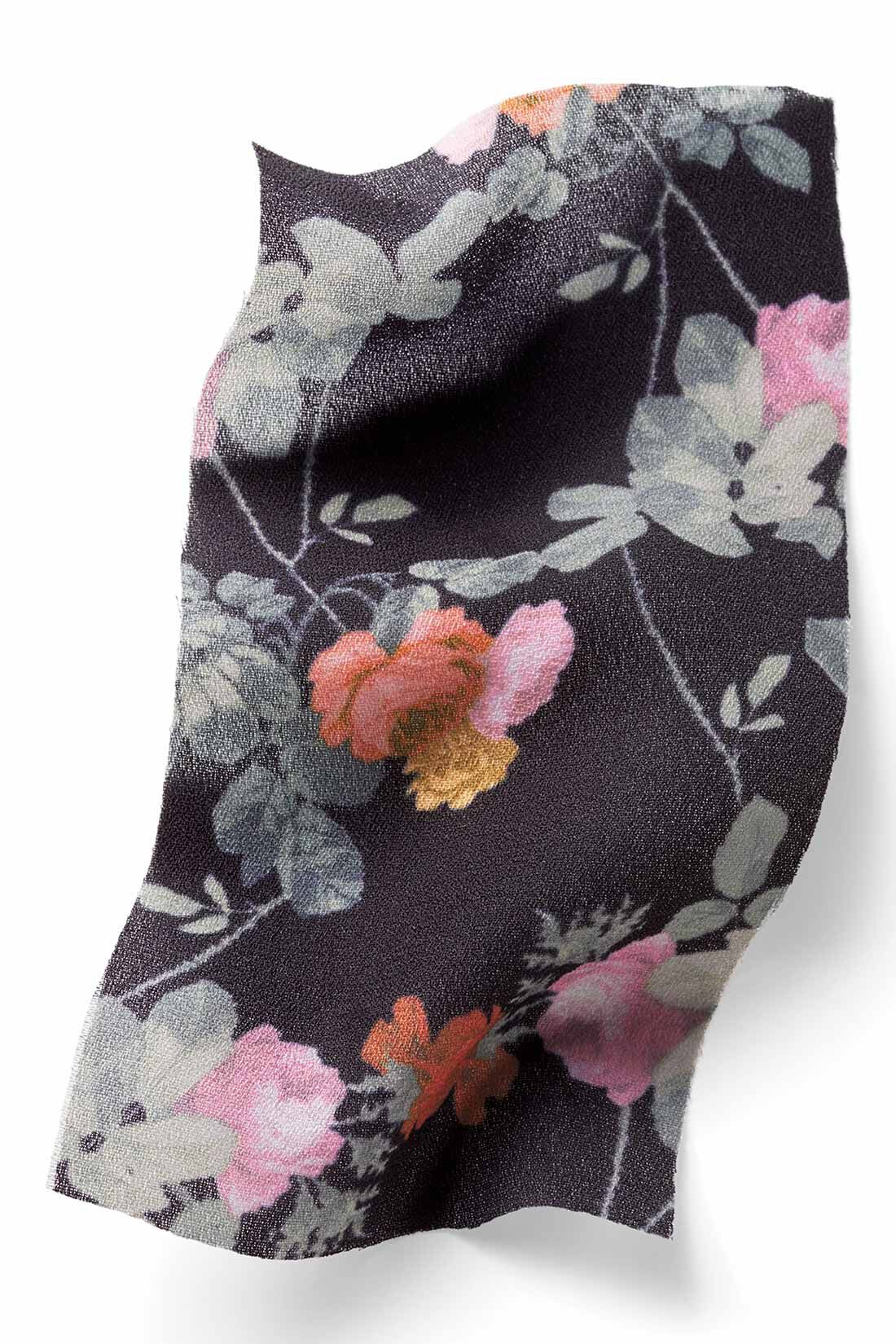 MEDE19F|MEDE19F　ミュルーズモダン〈「ミュルーズ染織美術館」アーカイブコレクション〉ヴィンテージパターンプリントワンピース〈ブラック〉|しなやかな落ち感があり、しわの気にならないポリエステル素材。上品な透け感も涼しげ。