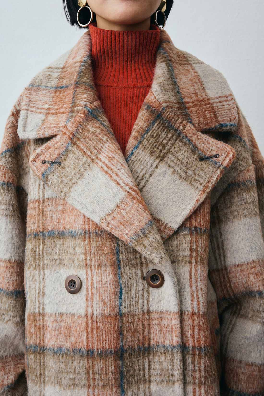 MEDE19F|MEDE19F シャギーチェックのオーバーサイズPコート〈ベージュ〉