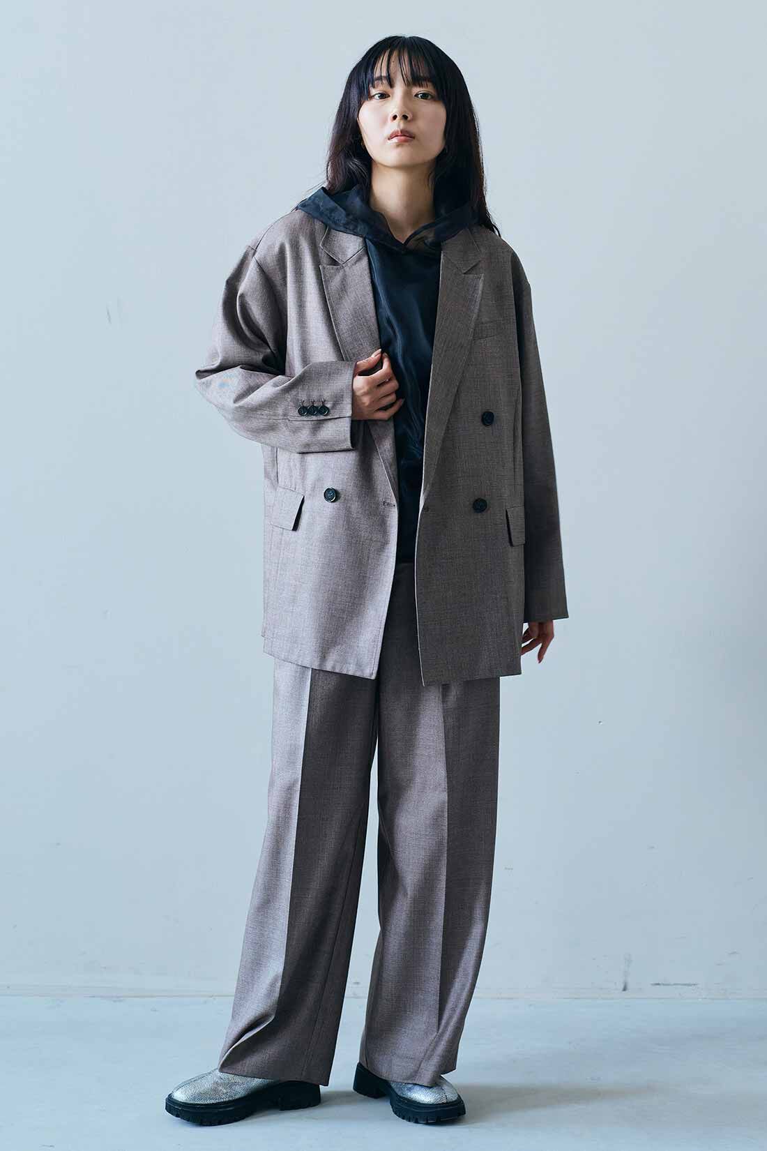 MEDE19F|MEDE19F　カットソー裏地付き シアーフーディー|モデル身長：163cm　着用サイズ：M