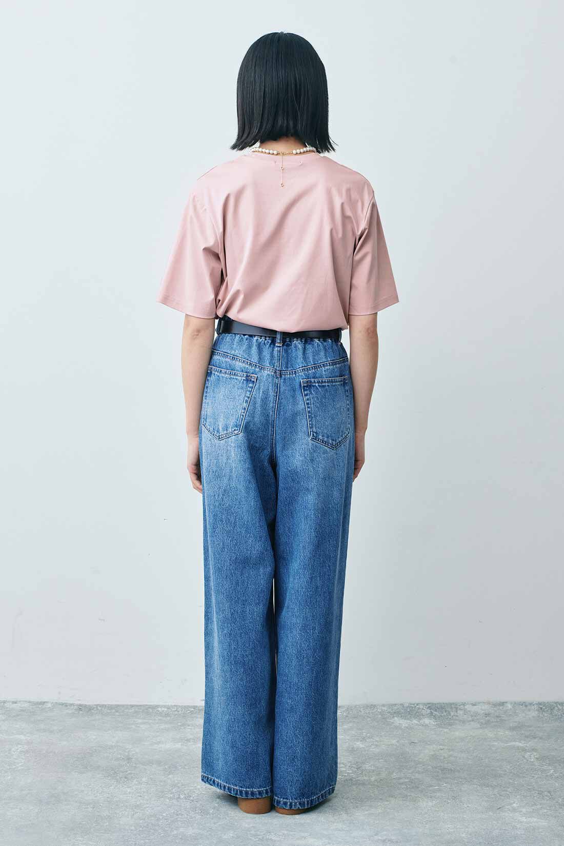 THREE FIFTY STANDARD|THREE FIFTY STANDARD タックバギーデニムパンツ|モデル身長：163cm 着用サイズ：M