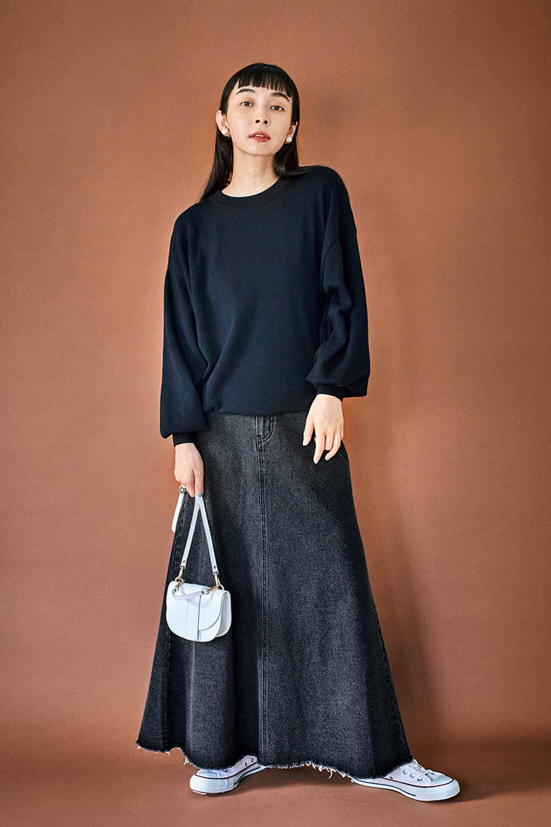 THREE FIFTY STANDARD|THREE FIFTY STANDARD カットヘムのブラックデニムスカート