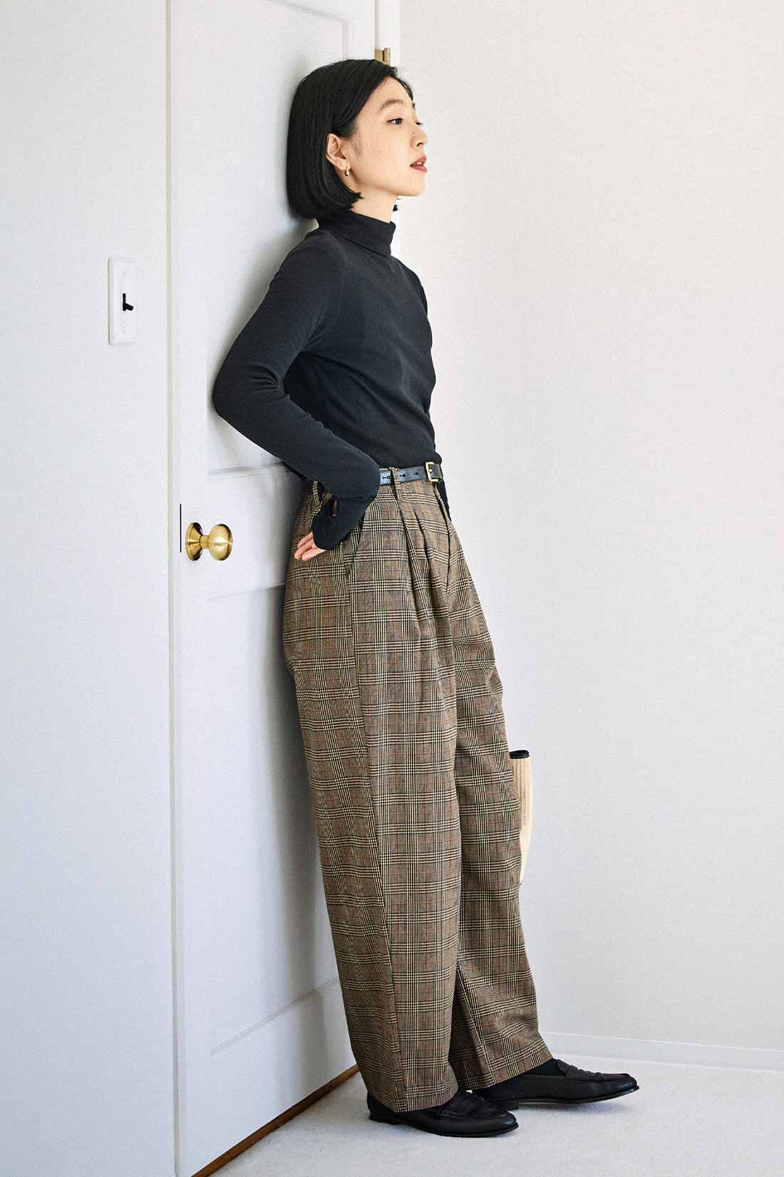 THREE FIFTY STANDARD|オレンジラインのチェックパンツのコーディネート