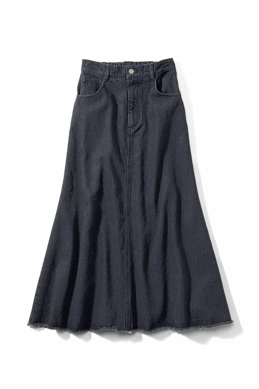 THREE FIFTY STANDARD|THREE FIFTY STANDARD カットヘムのブラックデニムスカート
