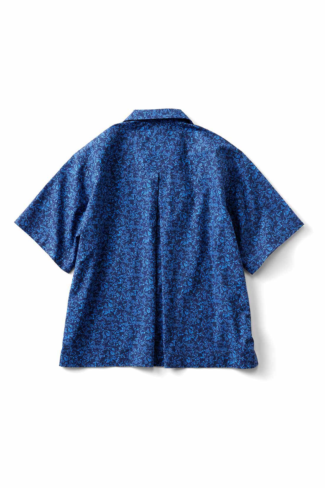 THREE FIFTY STANDARD|THREE FIFTY STANDARD シックな花柄の開衿シャツ〈ネイビー〉