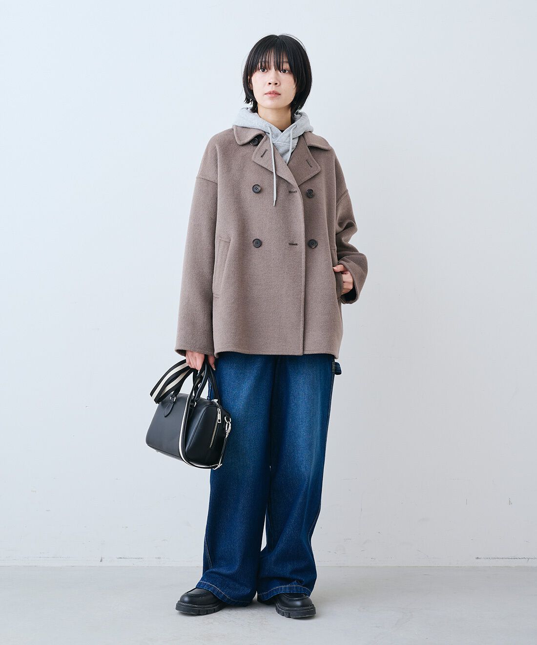 THREE FIFTY STANDARD|トンプキン裏毛スウェット パーカー〈杢グレー〉と11.5oz デニムのペインター パンツのコーディネート