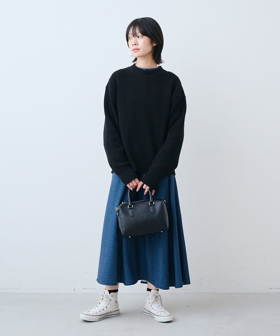 THREE FIFTY STANDARD|日本製リサイクル素材ニットセーター〈ブラック〉のコーディネート