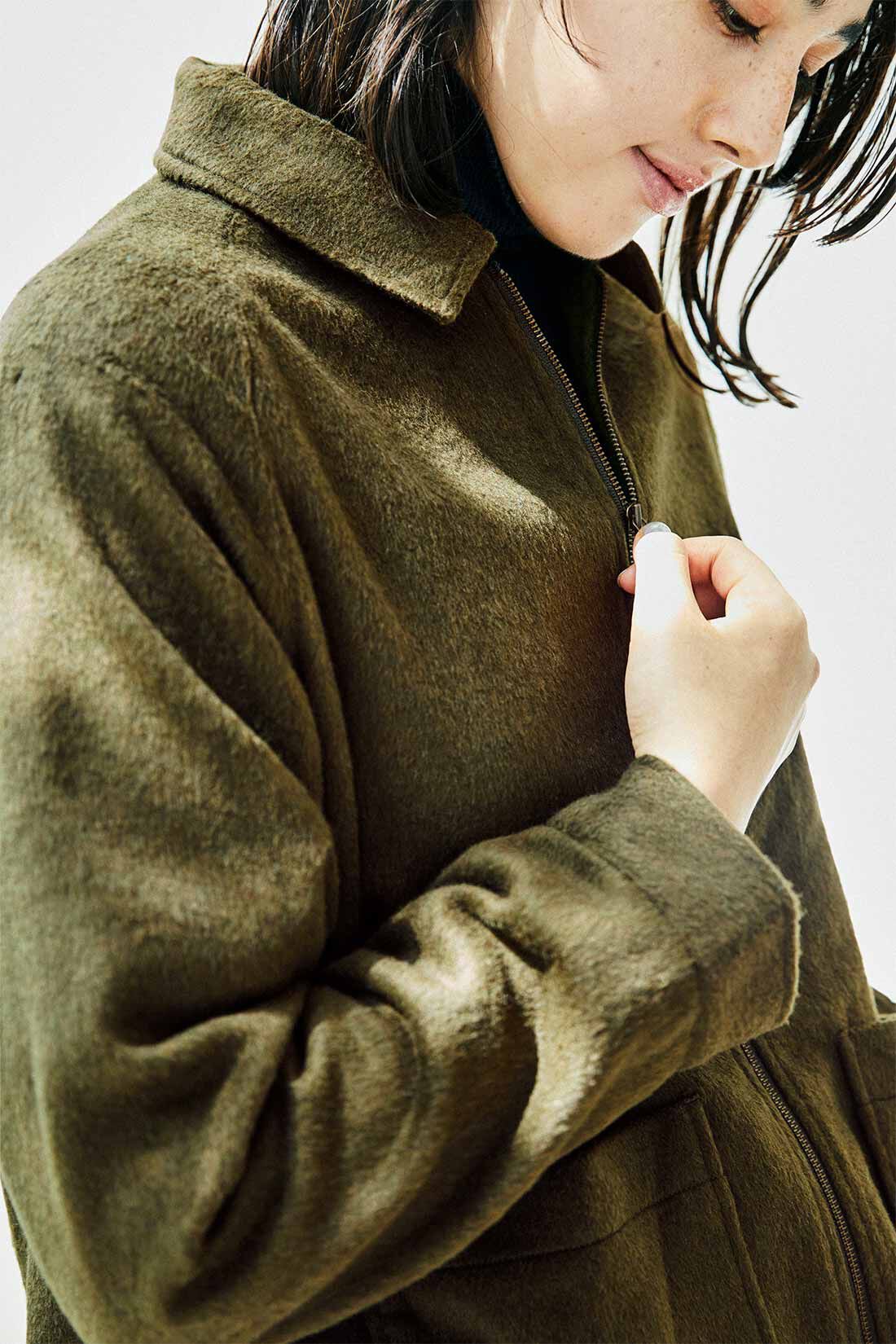 THREE FIFTY STANDARD|THREE FIFTY STANDARD シャギーブルゾン〈カーキ〉