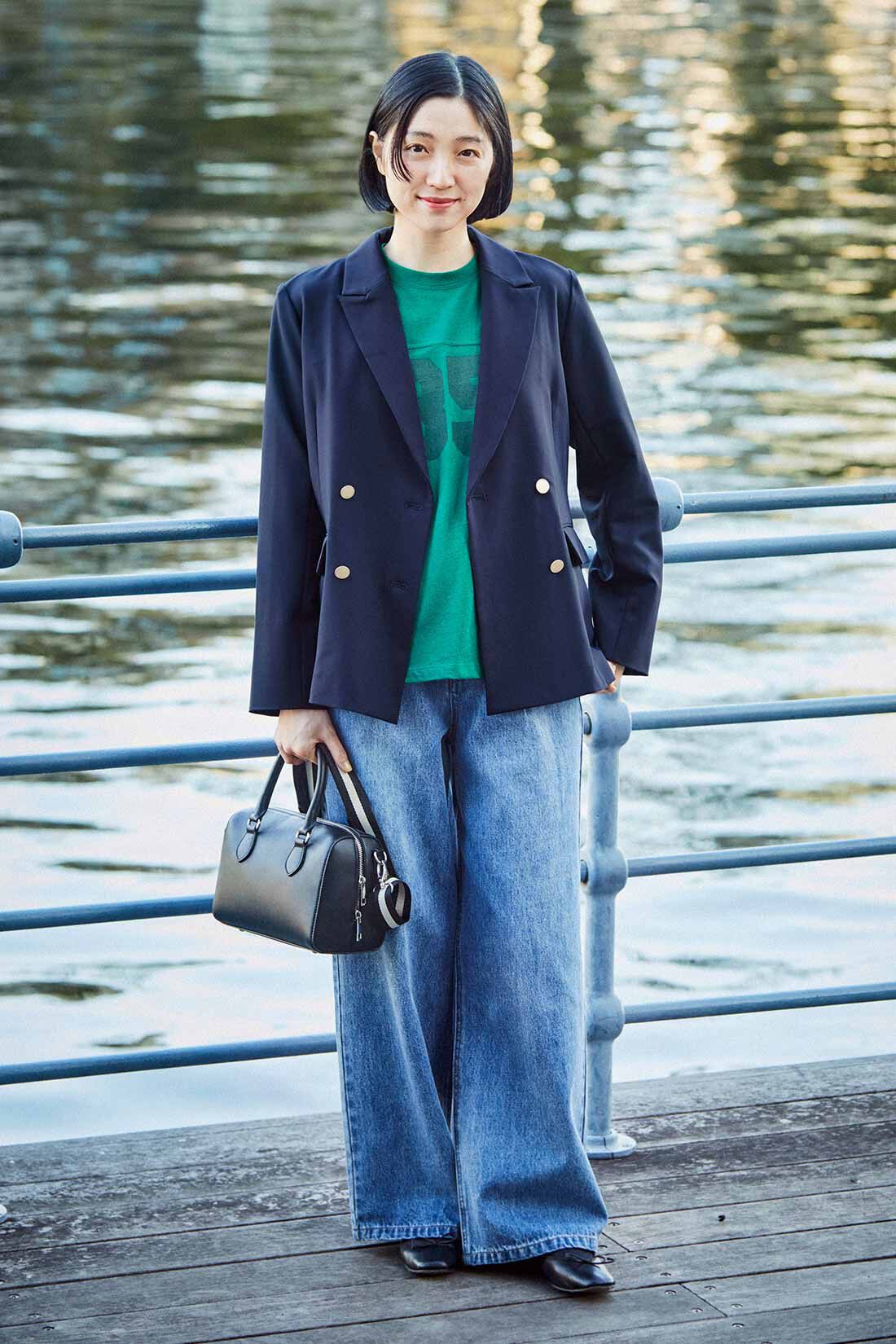 THREE FIFTY STANDARD|ダブルフロントジャケットＮＶ　ＴＦＳとフットボールＴシャツＧＲ　ＴＦＳのコーディネート