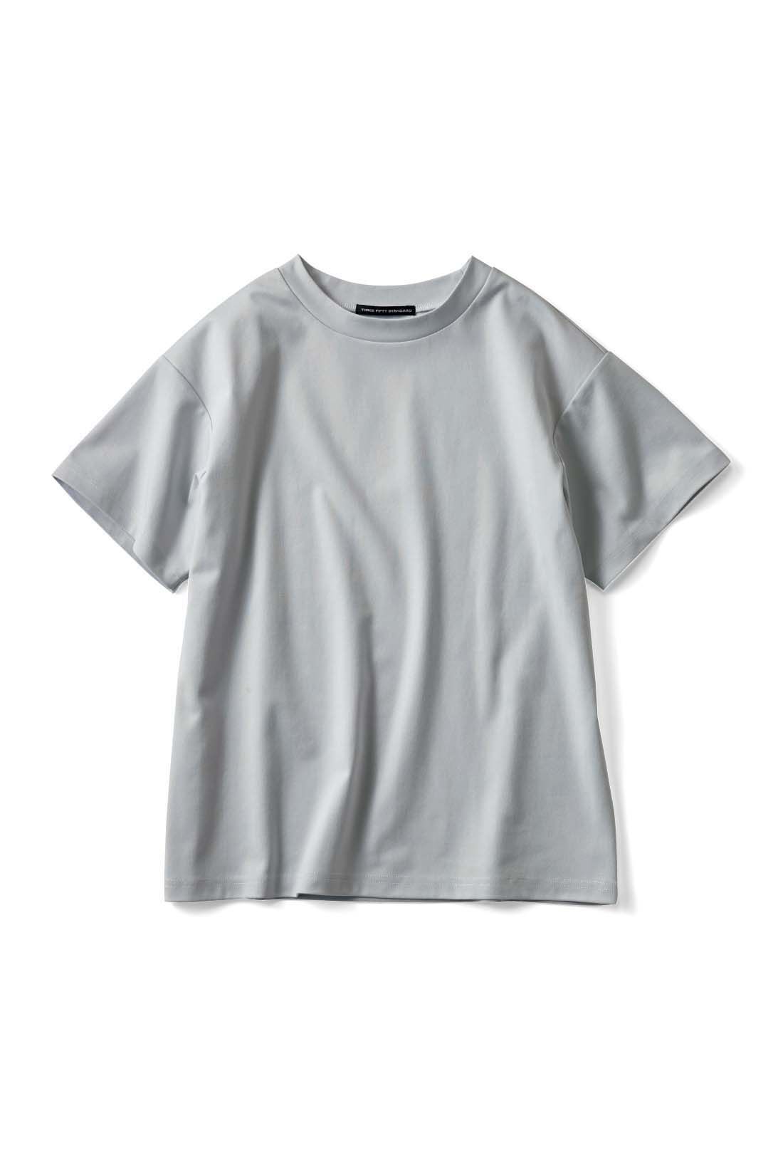 THREE FIFTY STANDARD|THREE FIFTY STANDARD　シルキーな肌ざわりのベーシックなTシャツの会|ライトブルーグレー